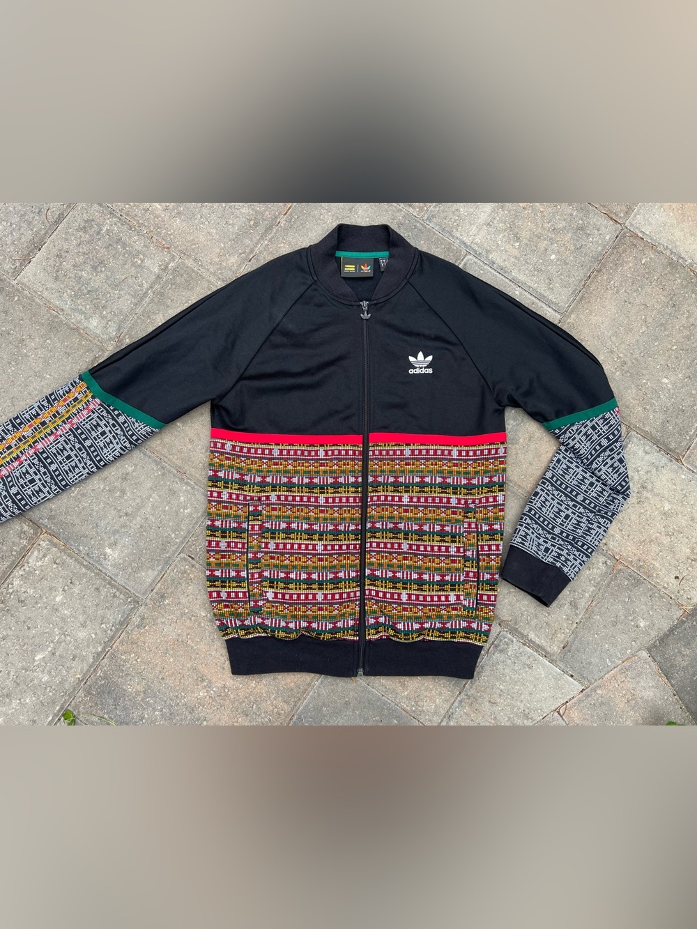 adidas x Pharrell Williams SolarHu Track Jacket Black Tribal Pattern Size S EA24